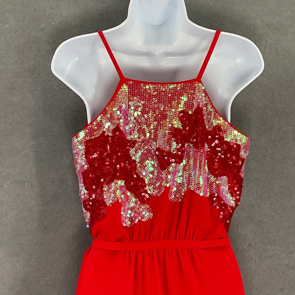 Chelsea & Violet Red Sequin Dress Womens Sz‎ M Spaghetti Strap Party Cocktail - Picture 6 of 13